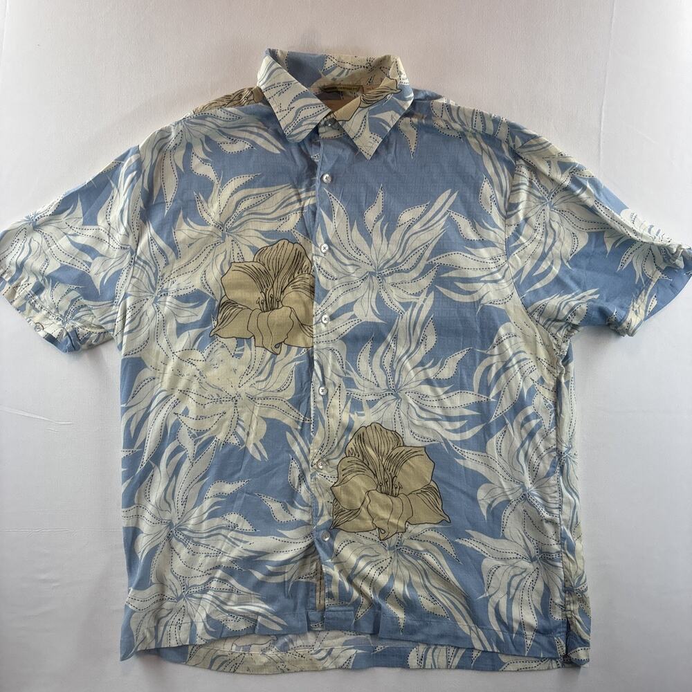 Cubavera Men's L Regular Short Sleeve Floral Tropical Button-Up Spread Collar